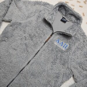 Charles‎ River Apparel Fuzzy Fleece Jacket Full Zip Gray Alpha Delta Pi